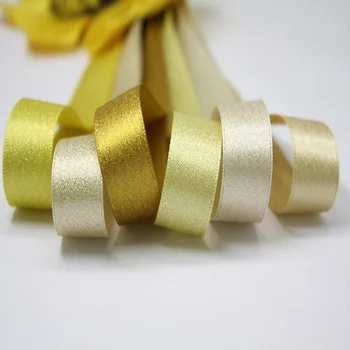 

Satin Golden weft ribbon polyester fabric handmade DIY clothing accessories 9mm