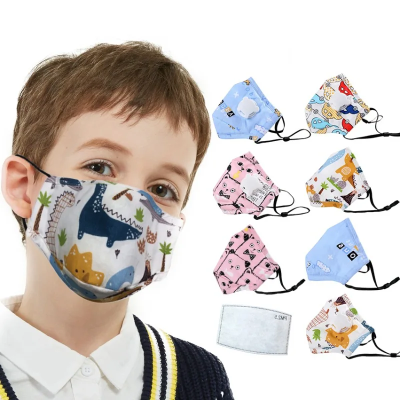 

Cartoon Children's Mouth Mask Cotton Breath Valve Replaceable PM2.5 Filters Anti Dust Face Mask Respirator Kids Face Masks