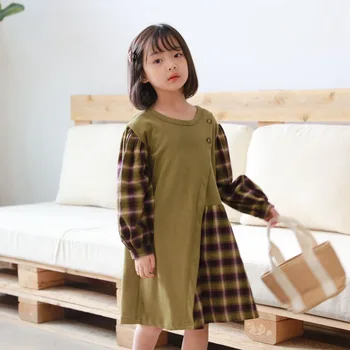 

YourSeason Teenage Girls Casual 2020 Spring Autumn Cotton Clothes Kids Girls Fashion Plaid Patchwork Dresses Long Sleeve