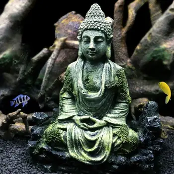 

Ancient Sitting Buddha Statue Resin Simulation Fish Tank Reptiles Crafts Aquarium Decoration Home Ornament Gifts