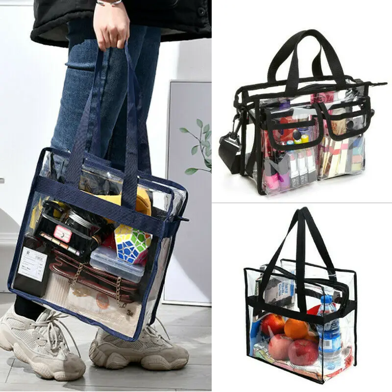 Women Clear Plastic Cosmetic Bag Fashion Transparent Handbag Toiletry Bag For Women's Travel Portable Ladies Makeup Wash Pouch
