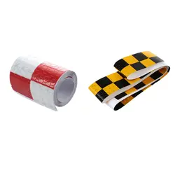 2 шт 1 м Светоотражающая безопасная предупреждающая видимость клейкая лента, красный + белый и черный + желтый
