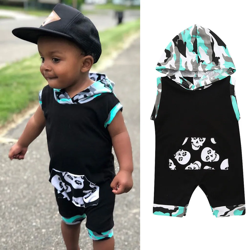 

Kid Toddler Baby Boy Halloween Skull Camouflage Print Hoodie Romper Jumpsuit Drop Shipping