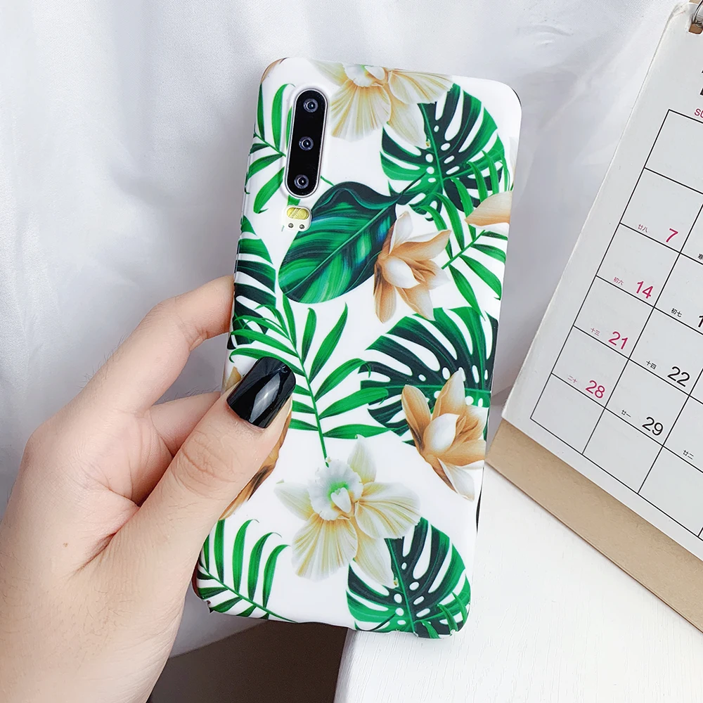 LOVECOM светящийся винтажный цветочный чехол с листьями для huawei P30 P20 Pro Lite Honor 10 Lite mate 20 Lite P Smart жесткий чехол из поликарбоната