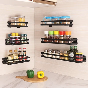 

Kitchen Wall Shelf Storage Organizer Shelf Spice Rack Punch Free Stainless Steel Storage Shelves Rack for Kitchen Bathroom