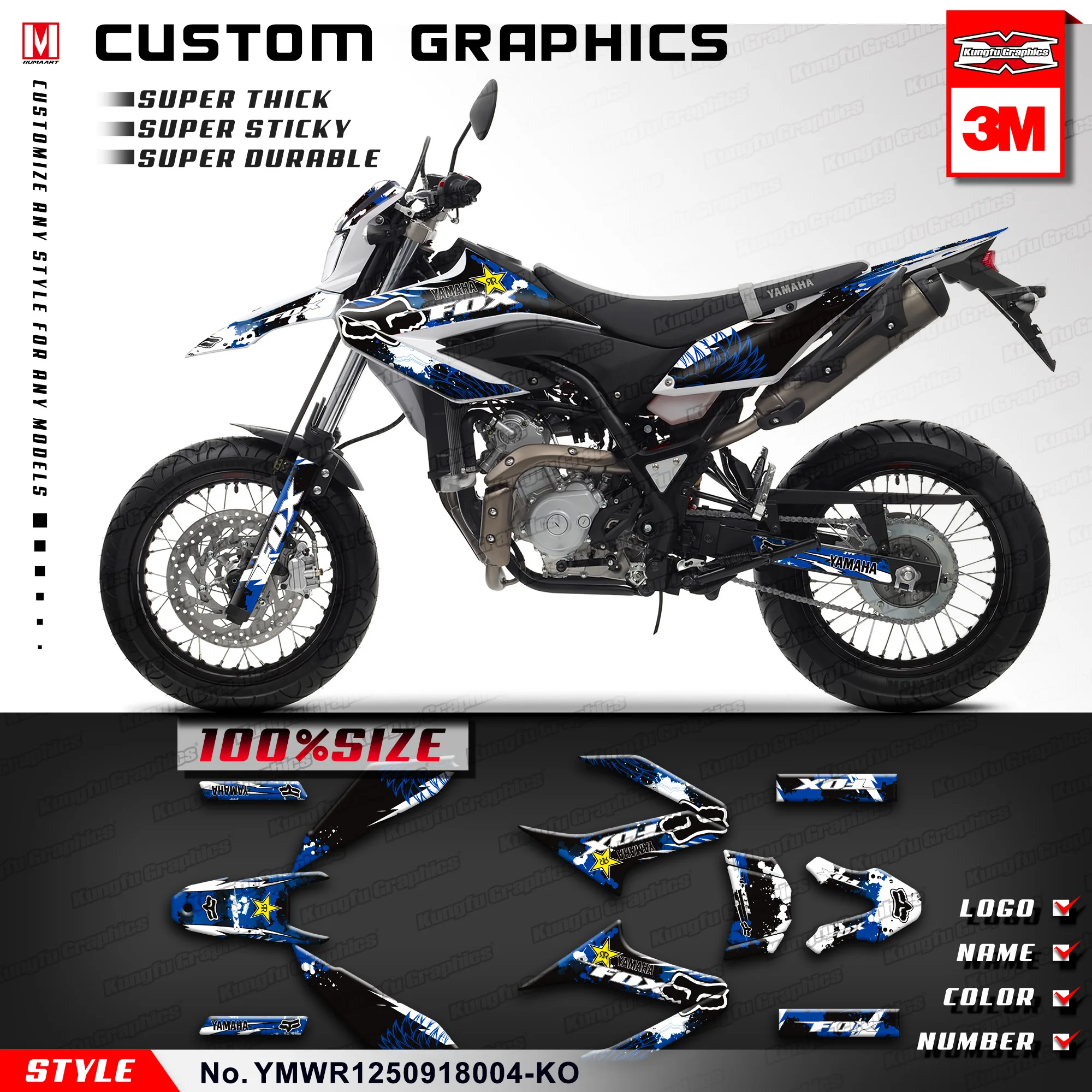 KUNGFU GRAPHICS персонализированный стикер набор для WR 125 X WR125X WR125SM 2009 2010 2011 2012 2013 2014 2015 2016