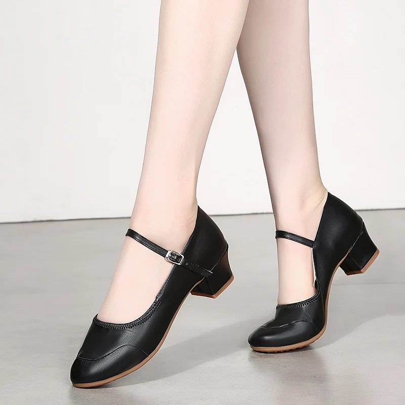 Women Tango Modern Dance Shoes Girls Salsa Latin Ballroom Dance Shoes Ladies Low Heel Soft Dancing Comfortable Red Black Dance Shoes