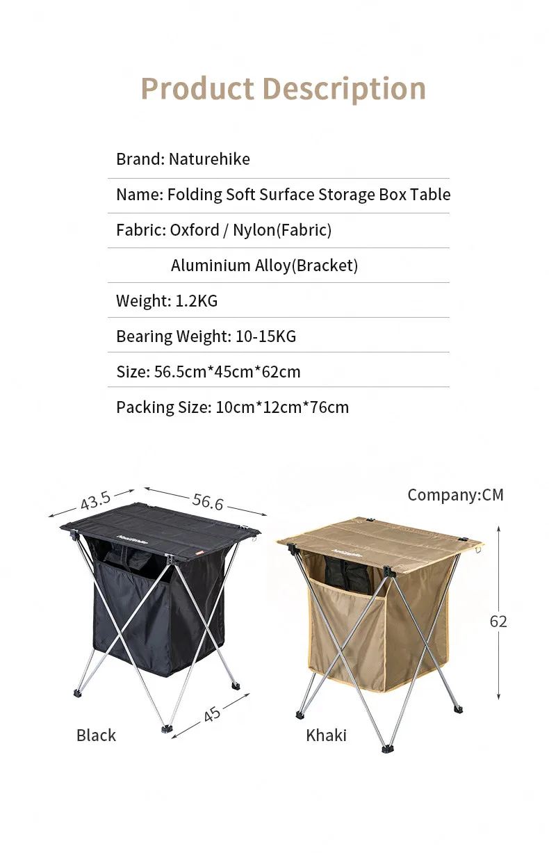 Camping Table 2 in 1 Storage Box 1.2kg Portable Aluminum Alloy