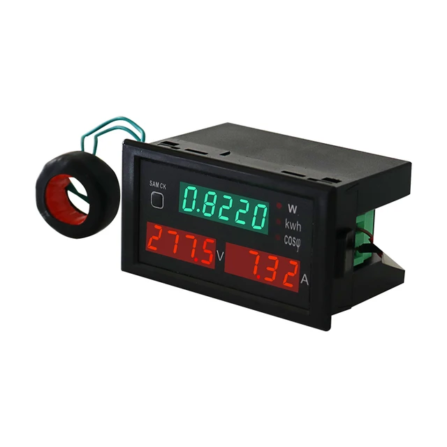 D85-2042A Voltmètre Ampèremètre Double Affichage LCD Tension Courant Mètre  AC80-300V 200-450V 0.1-100A Volt Amp Detecteur Moniteur avec Transformateur