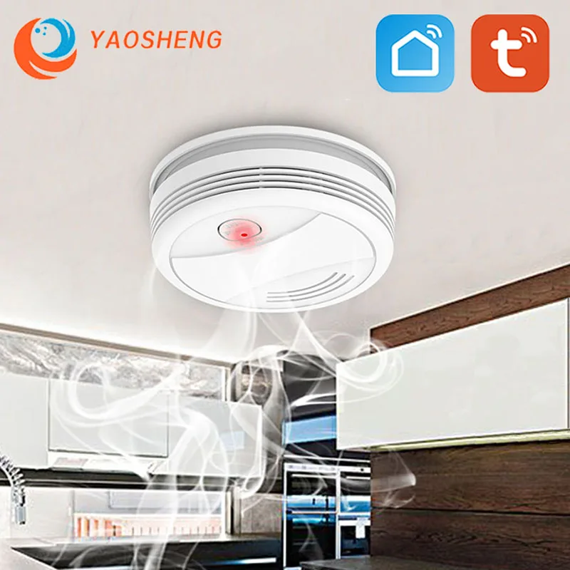 Tuya-Detector de humo Wifi para casa y oficina, sistema de alarma de incendios de seguridad portátil