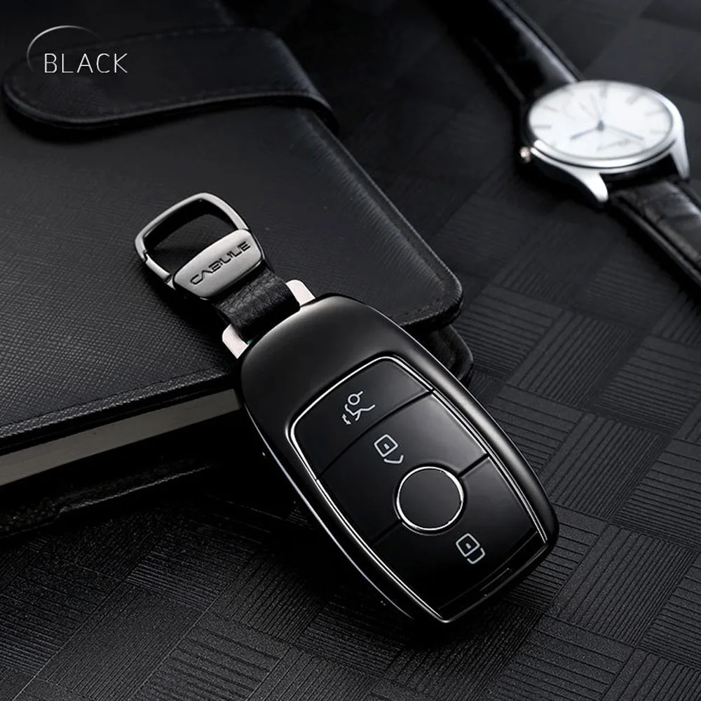Автомобильный чехол из алюминиевого сплава для Mercedes Benz E-Class E Class E200 E200L E300 E300L E320L чехол для дистанционного ключа - Название цвета: Серый