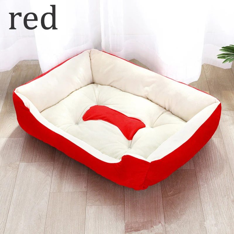 Red S-XL, 8 цветов, с рисунком кости, диван для домашних животных, кровати для собак, водонепроницаемый мягкий теплый спальный мешок, подушка для щенка, кошка, домик для кровати, cama perro - Цвет: Red