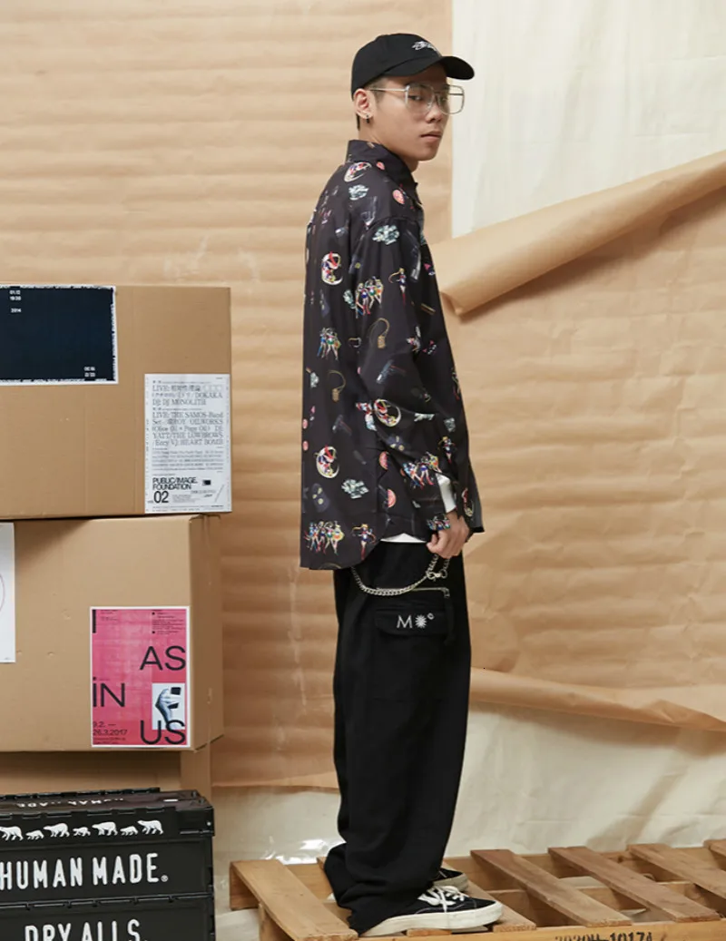 Мужская Готическая рэп хип хоп аниме Сейлор Мун принт Свободная блузка негабаритных рубашка уличная мода Blusa корейский Harajuku топы