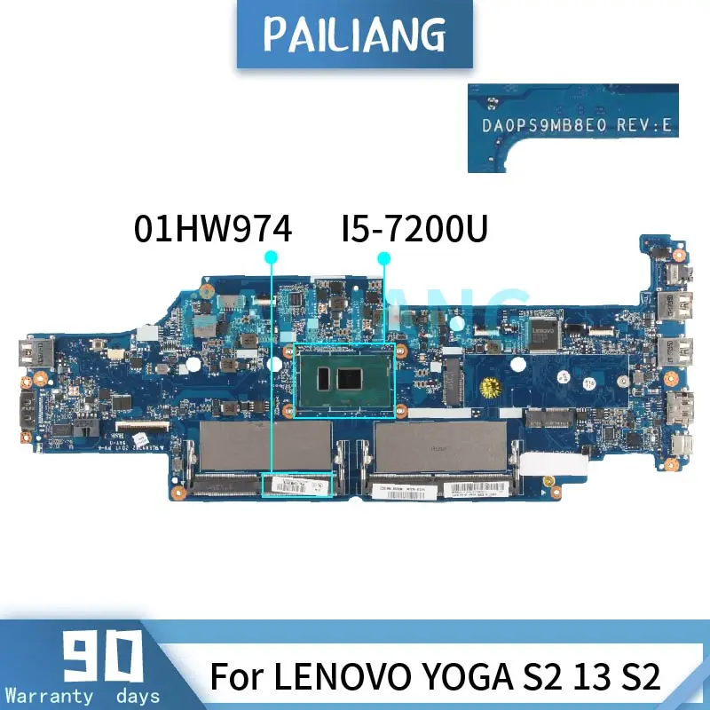 

Материнская плата для ноутбука LENOVO YOGA S2 13 S2 I5-7200U Материнская плата ноутбука DA0PS9MB8E0 01HW974 SR2ZU DDR4 Проверка прошла успешно