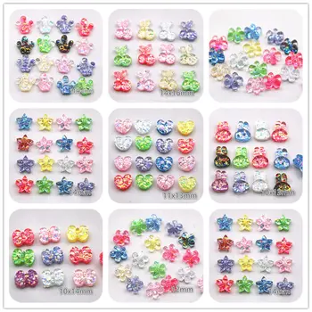 

20PCS mix color Glitter Resin crown/Cherry/Heart/flower/rabbit Resin Flat back Cabochon DIY craft