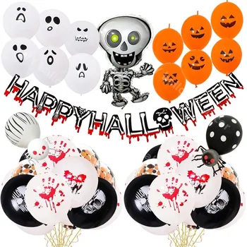 

2021 DIY Halloween Ghost Aluminum Film Balloon Garland Arch Kit Happy New Year Halloween Balloon Party Halloween Flag Decoration