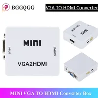 BGGQGG 1080P VGA 2 HDMI Audio Adapter Stecker VGA2HDMI Mini VGA zu HDMI Konverter mit Audio für PC Laptop zu HDTV Projektor