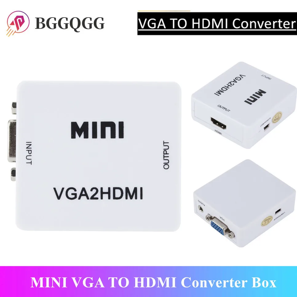 BGGQGG 1080P VGA 2 HDMI аудио адаптер разъем VGA2HDMI мини-проектор с для ПК ноутбука проектора