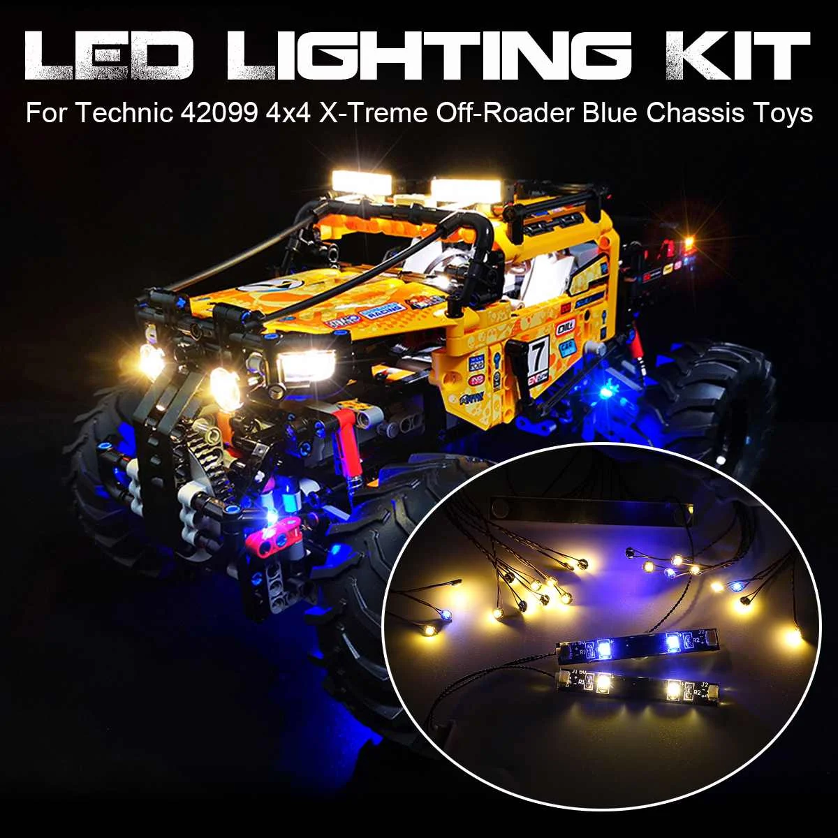 

LED Light Lighting Kit for Lego for 42099 Technic 4x4 for X-Treme Off-Roader Blue Chassis Toy Bricks ( Model Not Included )