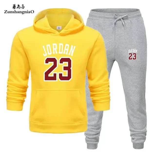 yellow light grey Новинка брендовая Новая мода JORDAN 23 Мужская спортивная одежда с принтом мужские толстовки пуловер хип-хоп мужской спортивный костюм толстовки Одежда - Цвет: yellow light grey