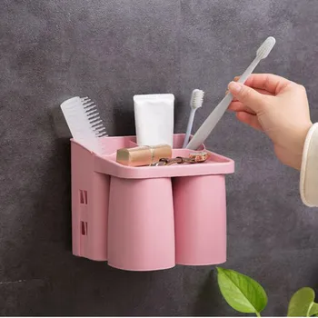 

Toothbrush Holder Bathroom Toothpaste Storage Organizer for Toothbrushes Shelf Magnetic Adsorption J99Store