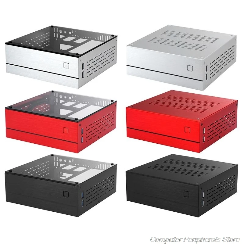 

B01 мини ITX компьютер чехол шасси Алюминий Стекло Портфели дома Театр компьютер коробка Настольный ПК корпус J29 21 дропшиппинг