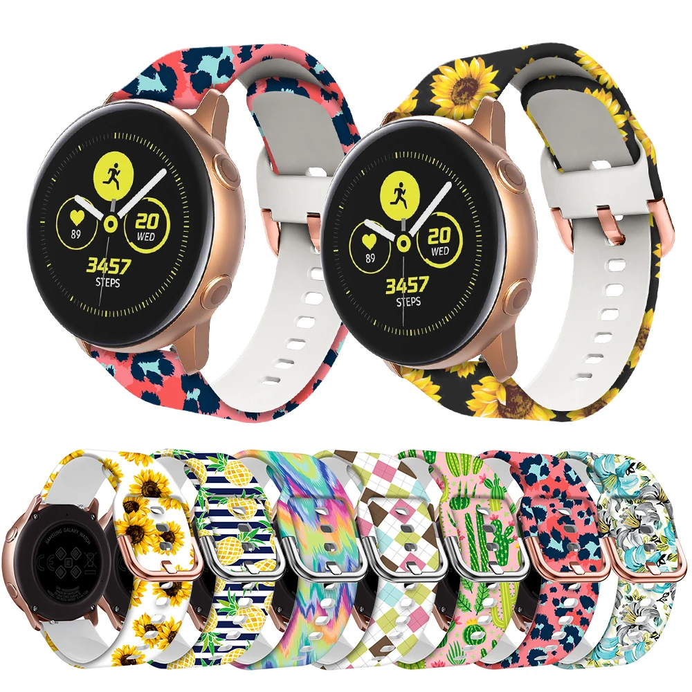 Ремешок силиконовый для Samsung Galaxy Watch 42 мм Active 2 3 41 Gear S2 женский браслет наручных