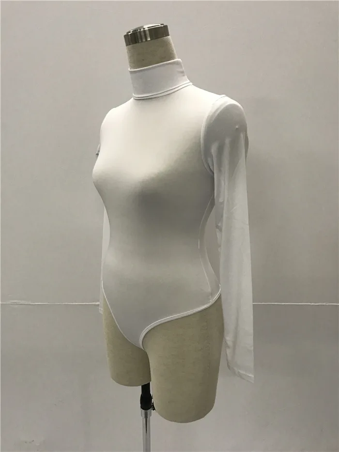 Turtleneck Long Sleeve Women Bodysuits Elastic Slim Elegant Femme Jumpsuits High Waist Autumn Winter Clothing Female 12 Colors