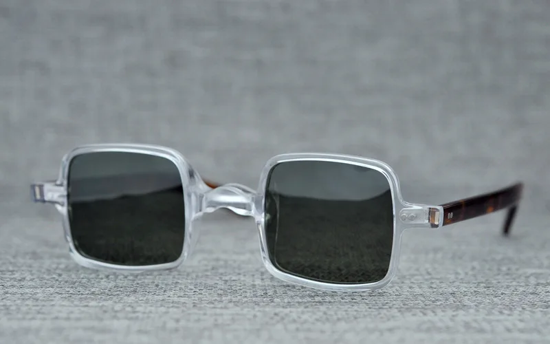 Acetate Vintage Polarized Sunglasses Men Women Brand Designer Square Sun Glasses for Men Retro Small Sunglass Black UV400 Oculos