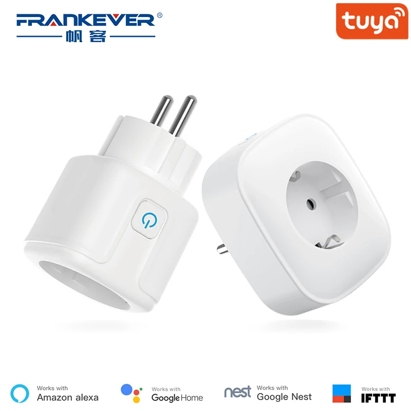 

FrankEver EU Smart Plug with Power Monitoring Surge Protector 16A Wifi Socket Voice Control Work with Alexa Google Home
