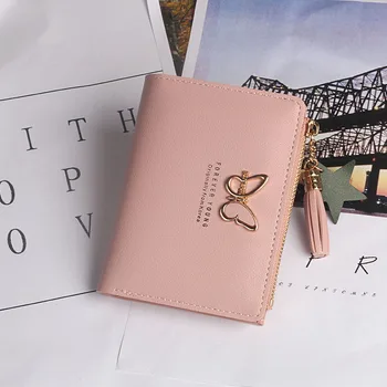 

New Women's Wallet Women's Short Butterfly Fringed Zip Cute Purse Student xiao qian jia Wallet Clutch Bag