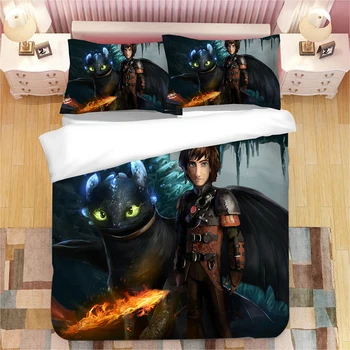 

How to Train Your Dragon 3D bedding set Duvet Covers Pillowcases Toothless comforter bedding sets Dragon bedclothes bed linen