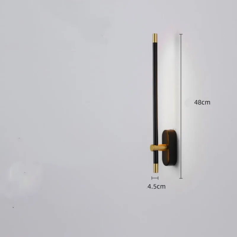 wireless wall lights Modern simple linear tube LED wall lamp up down background opposite wall light LED bedside foyer corridor black gold LED sconce art deco wall lights Wall Lamps