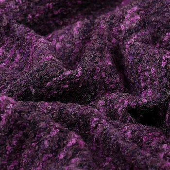 

150CM Wide 280G/M Weigh Purple Tweed Knitted Wool & Viscose & Polyester Fabric for Autumn Spring Dress Jacket E1194