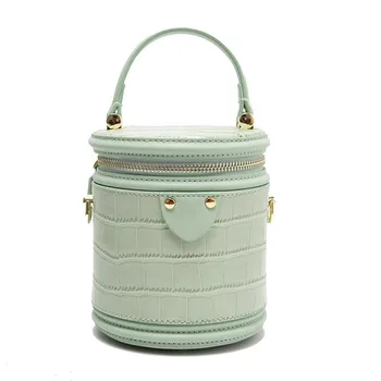 

Bucket Bag Female Messenger Mini Cow Leather Fashion Candy-colored Cylindrical 2020 Spring Luxury Handbags Women Bags Designer