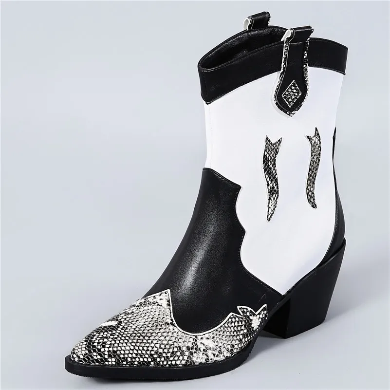 FEDONAS/женские Теплые ботильоны в стиле ретро; сезон осень-зима; ботинки в западном стиле; вечерние офисные туфли; женская обувь на высоком каблуке со змеиным принтом; большие размеры