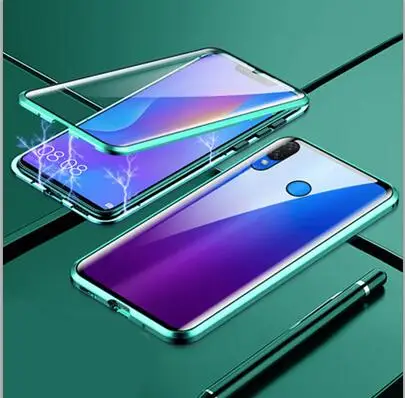 Green Магнитная металлическая чехол для Huawei Honor 8X8 x металлическая рамка двухсторонняя закаленная стеклянная крышка Honor 8X фронтальная защита чехол для телефона - Цвет: Green