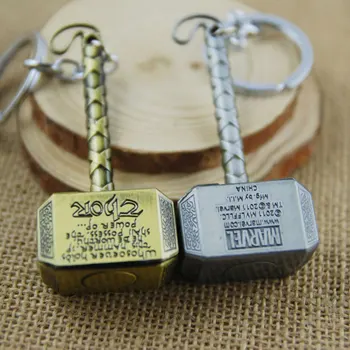 

[Funny] 30pcs/lot The avengers super hero Thor hammer mjolnir figure metal model bag key chain pendant toy gift
