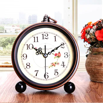 

Alarm Clock Mute Bedside American Country Retro Nostalgic Alarm Bedroom Clock European Multifunctional Metal Small Alarm Clock