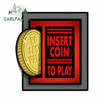 

EARLFAMILY 13cm x 11.8cm for Retro Pinball Arcade Coin Slot VAN Personality Car Stickers Waterproof Decal for Motorcycle Bumper