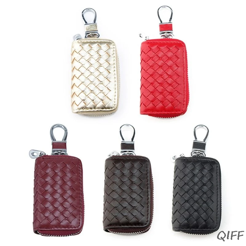 

Genuine Leather Card Holder Car Key Purse Bag Case Keychain Pouch Chain Wallet for Women Men