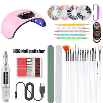 

Nail Set UV LED Lamp Dryer With 40pcs Nail Tool Kit Soak Off Manicure Tools Set electric Nail drill For Nail Tools Dropshipping