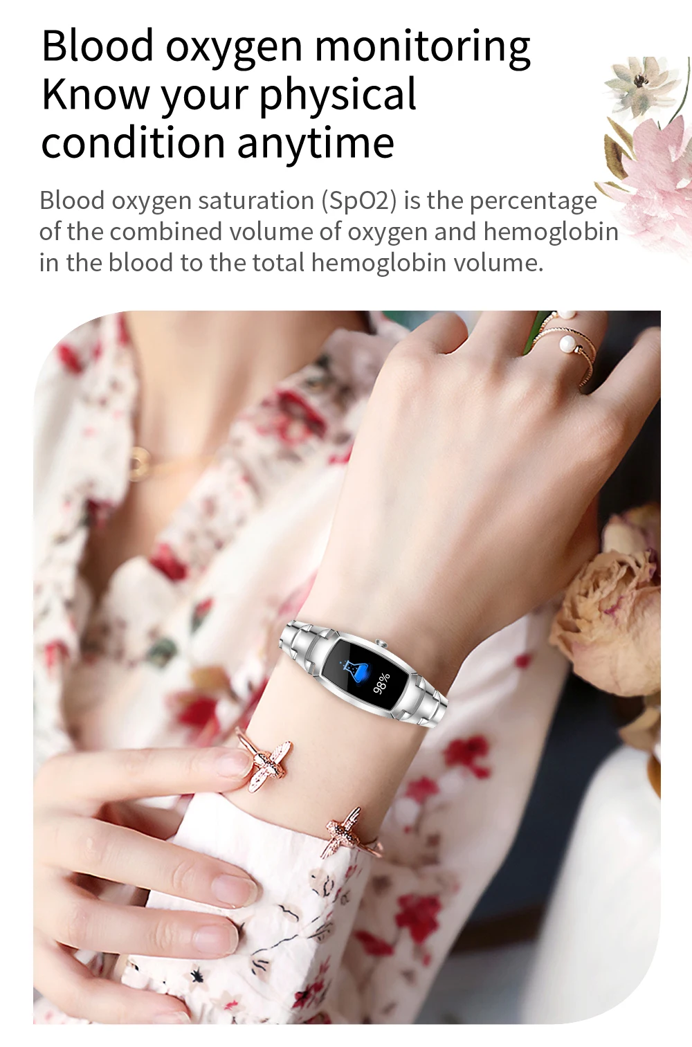 Gadgend 2023 new smart watch women lovely bracelet waterproof heart rate monitor sleep monitoring ladies smartwatch connect ios android