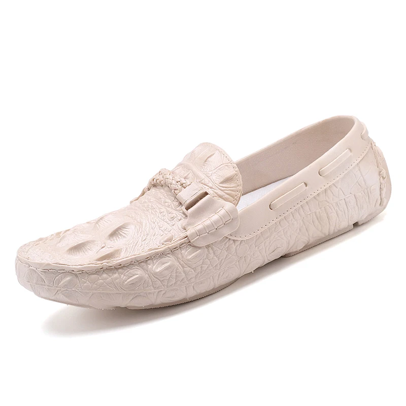 Men Casual Leather Shoes Italian Fashion Snake Skin Loafers designer Male Dress Moccasins Homme Tide Men Peas Shoes Lazy Shoes (7)