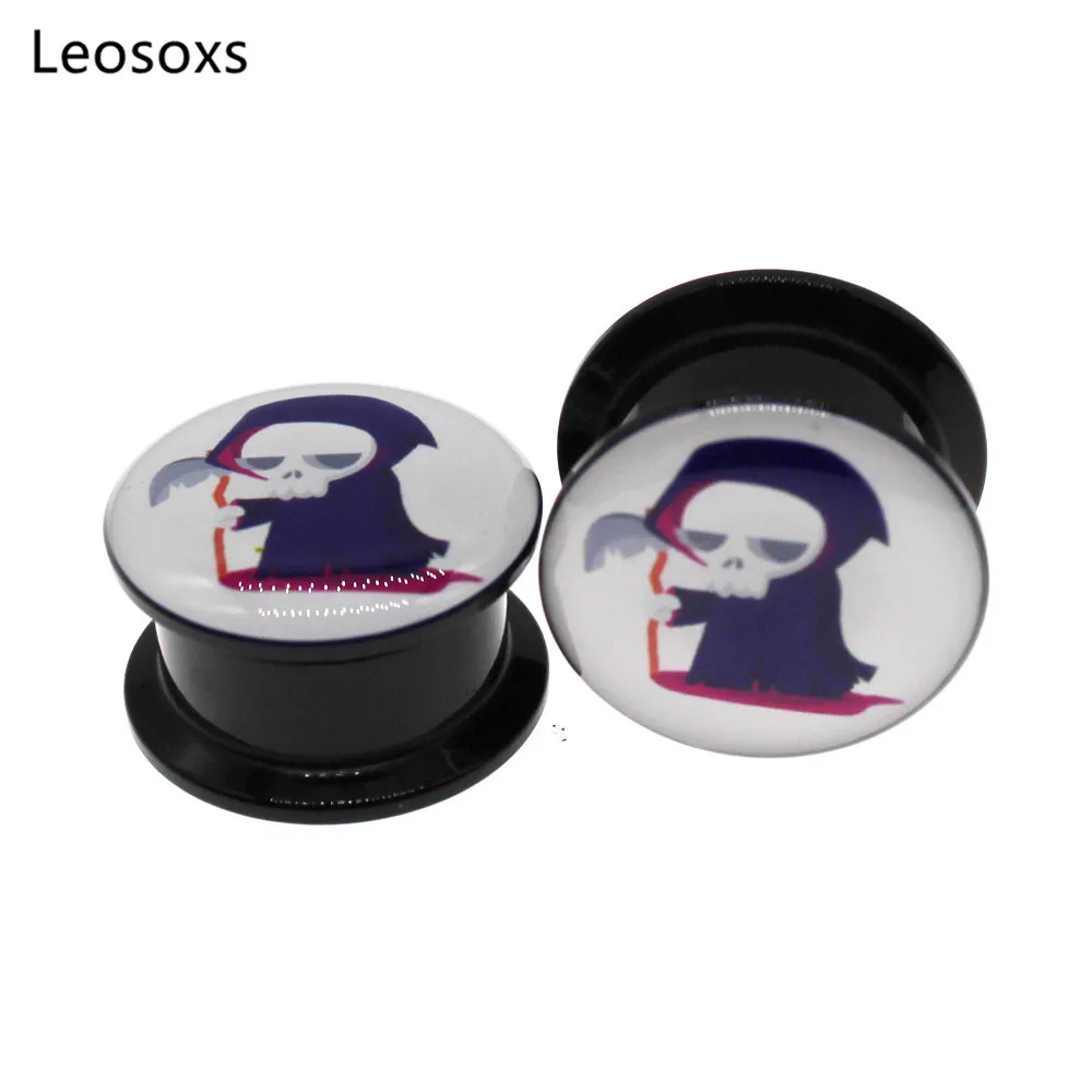 

Leosoxs 2pcs Fashion Acrylic Ear Expander Stud Thread Tunnel Ear Expander 4mm-25mm Halloween Jewelry