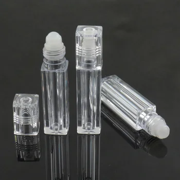 

500pcs/lot TM-LO6125 clear-cap 6.5ml square transparent plastic AS lip gloss tube empty lip oil bottles with roller applicato