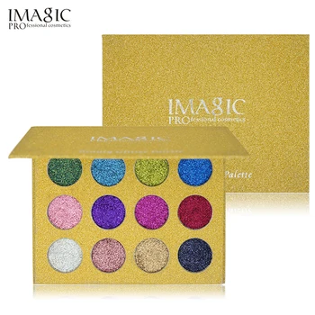 

IMAGIC Eyeshadow 12 Colors Palette Glitter Pressed Glitters Eye shadow Diamond Rainbow Cosmetic Pressed Eye shadow Make Up