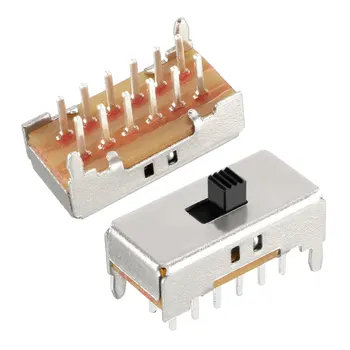 

uxcell 10Pcs 2mm Horizontal Slide Switch 4PDT 4P2T 12 Terminals PCB Panel Latching