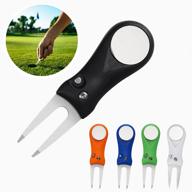 

1Pc Folding Golf Fork Mini Golf Ball Slot Groove Cleaner Training Switchblade Divot Repair Tools