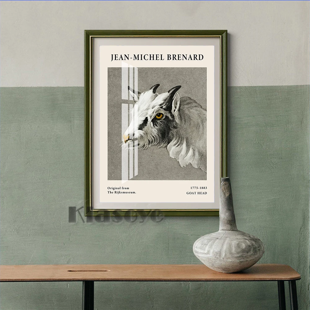 

Jean Bernard Animal Portrait Exhibition Museum Poster Head Of A Goat Prints Canvas Painting Housewarming Gift Wall Art Decor